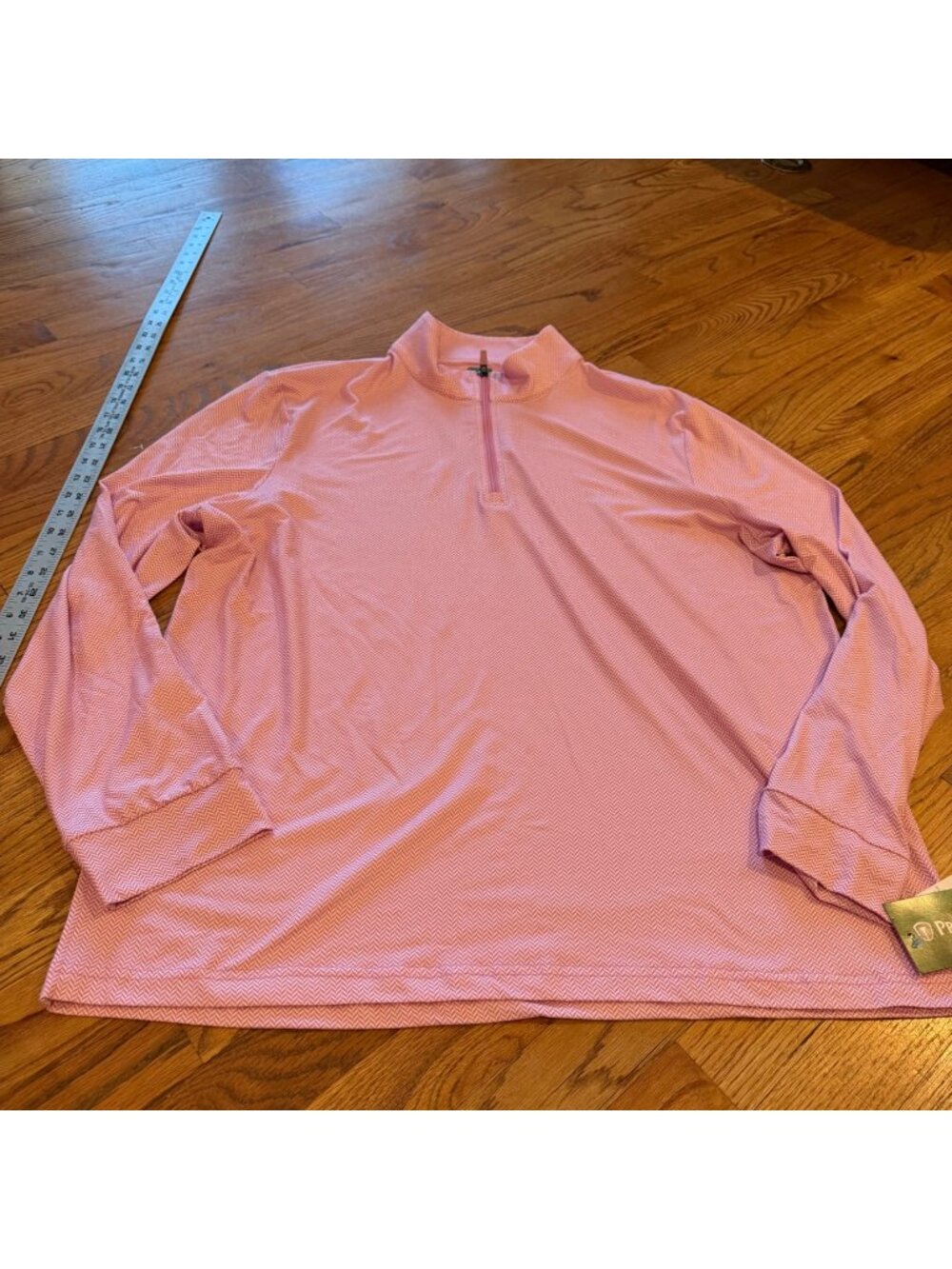 PRO TOUR MENS XL PINK LONG SLEEVE DRI FIT 3/4 ZIP PULLOVER SHIRT NEW